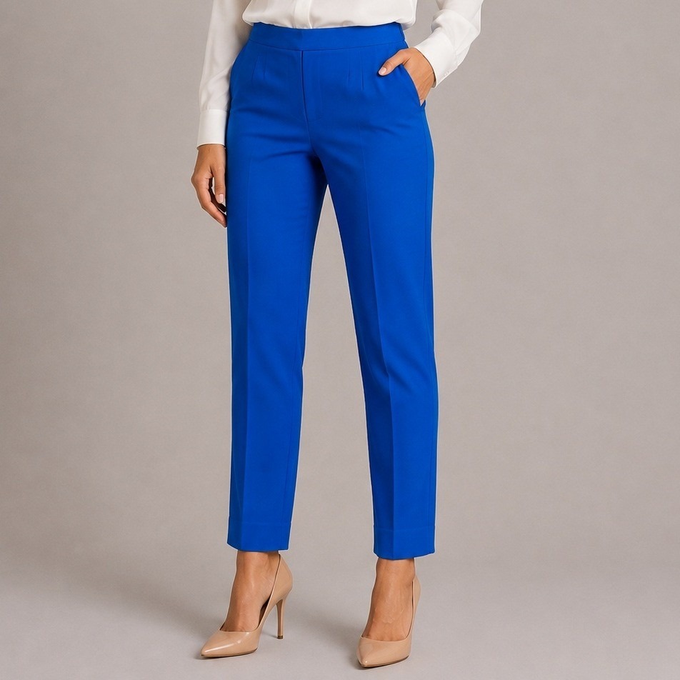 Court & Rowe Womens Royal Blue High Rise Straight Leg Trousers Pants Size 0